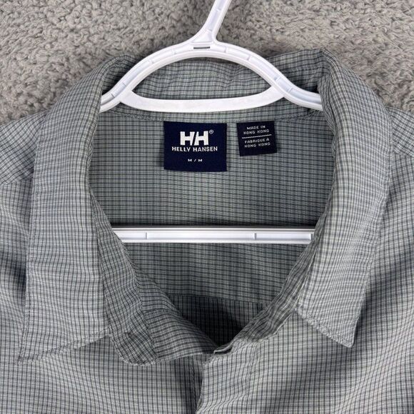 Helly Hansen Shirt Mens Medium Gray Plaid Outdoor Hiking‎ Skiing Camping Skater - Picture 1 of 11